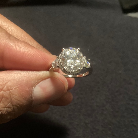 Round, Brilliant Diamonique Ring (5.75 CTW) - Sterling Silver and White Gold - Picture 6 of 7